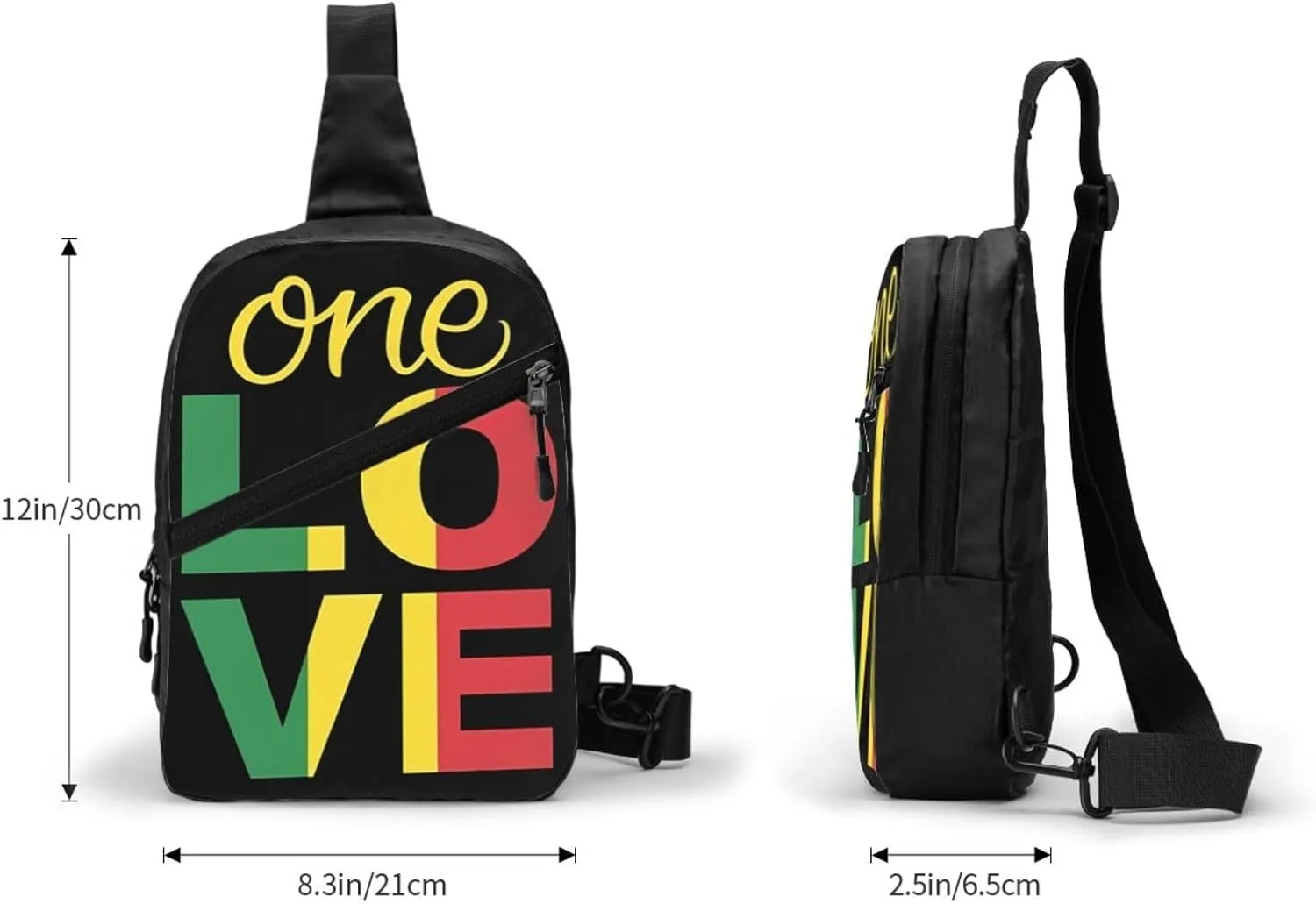One Loves Jamaican Rasta Reggae Portable Sling Bags Packable Crossbody Bag Foldable Sport Daypack Reusable Shoulder Backpack Diagonally Chest Bag for Workout Travel