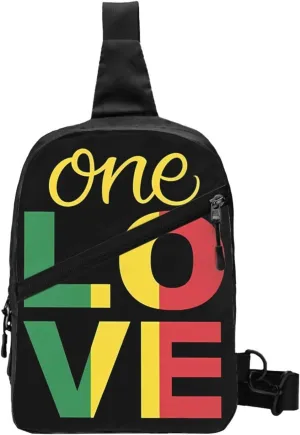One Loves Jamaican Rasta Reggae Portable Sling Bags Packable Crossbody Bag Foldable Sport Daypack Reusable Shoulder Backpack Diagonally Chest Bag for Workout Travel