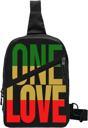 One Loves Jamaican Rasta Reggae Portable Sling Bags Packable Crossbody Bag Foldable Sport Daypack Reusable Shoulder Backpack Diagonally Chest Bag for Workout Travel