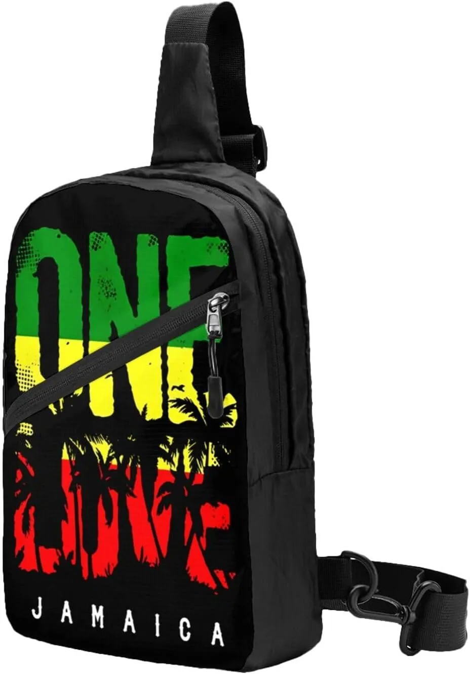 One Loves Jamaican Rasta Reggae Portable Sling Bags Packable Crossbody Bag Foldable Sport Daypack Reusable Shoulder Backpack Diagonally Chest Bag for Workout Travel