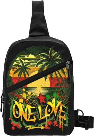 One Loves Jamaican Sunset Portable Sling Bags Packable Crossbody Bag Foldable Sport Daypack Reusable Shoulder Backpack Diagonally Chest Bag for Workout Travel