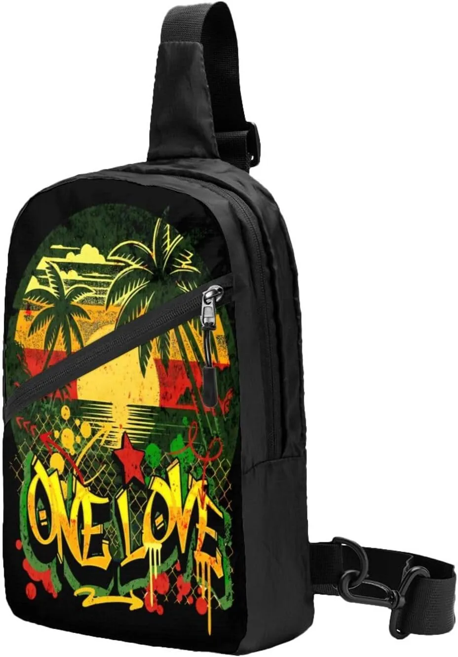 One Loves Jamaican Sunset Portable Sling Bags Packable Crossbody Bag Foldable Sport Daypack Reusable Shoulder Backpack Diagonally Chest Bag for Workout Travel