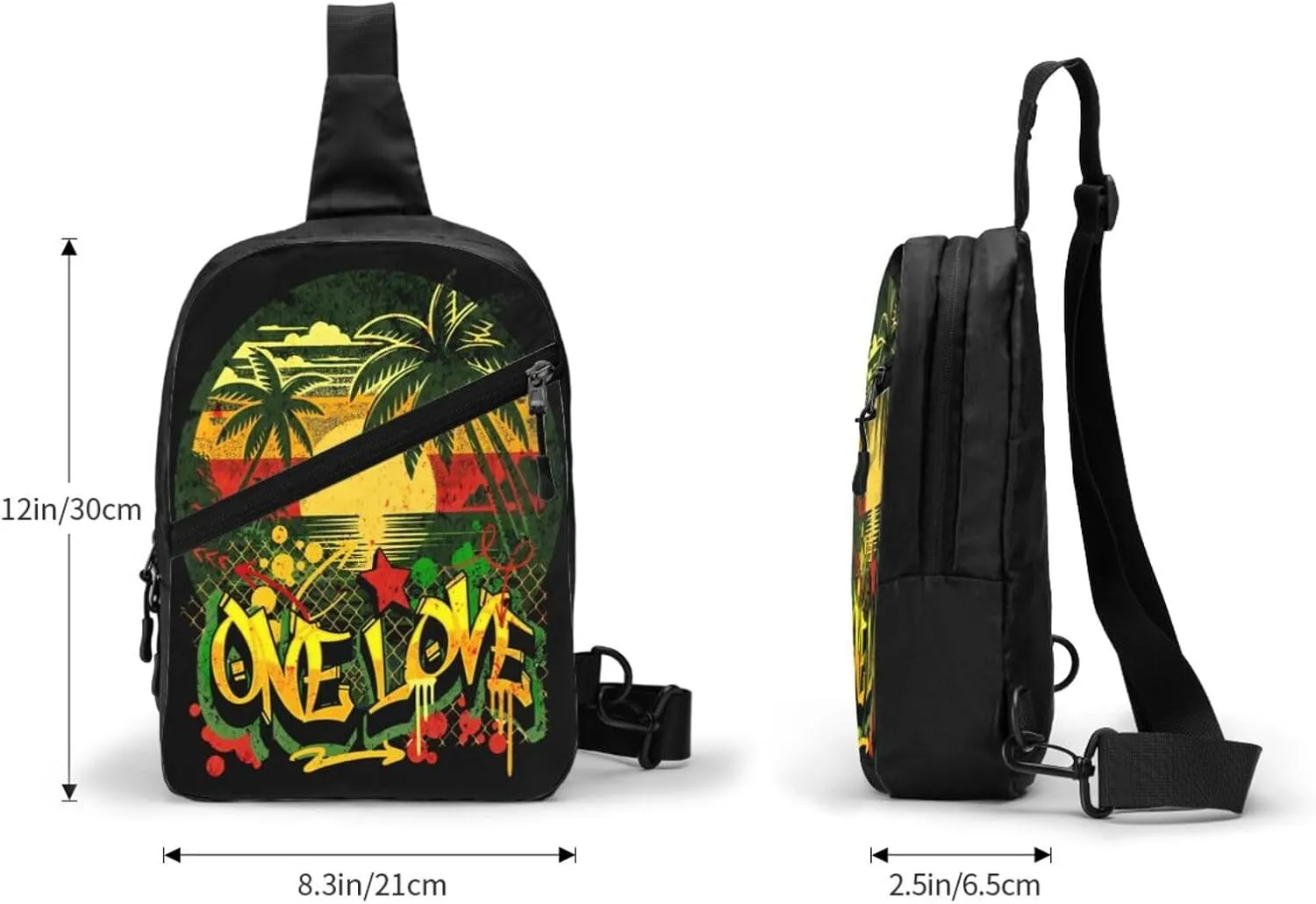 One Loves Jamaican Sunset Portable Sling Bags Packable Crossbody Bag Foldable Sport Daypack Reusable Shoulder Backpack Diagonally Chest Bag for Workout Travel