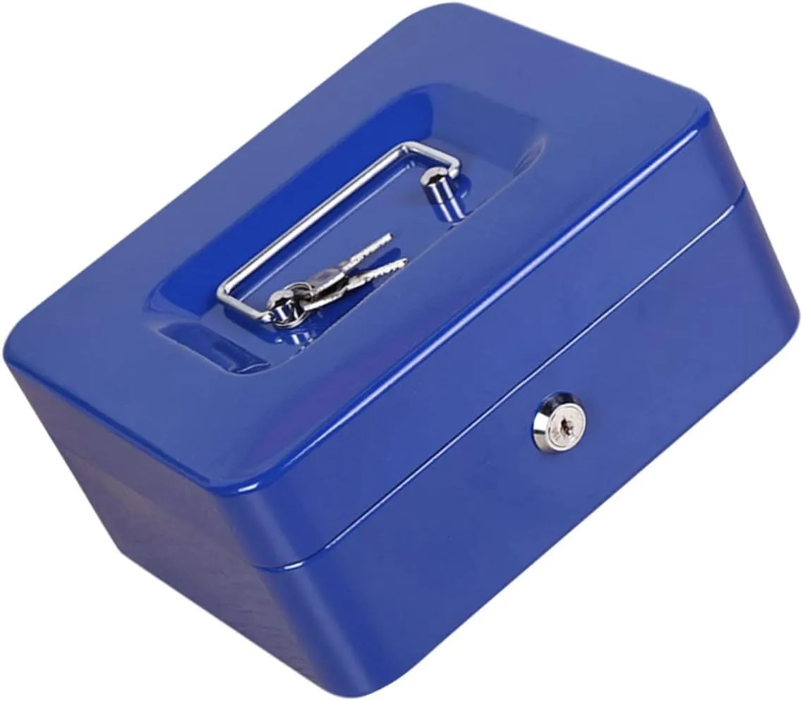 Operitacx 1Pc Box Portable Fireproof Money Box with Key Lock Two Credential File Protection Case Convenient Carrying Handle for Home Office and Travel Storage
