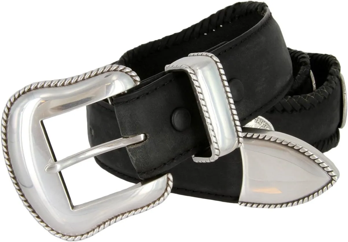 Oregon Trail Coin Conchos Western Leather Scalloped Belt