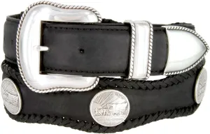 Oregon Trail Coin Conchos Western Leather Scalloped Belt