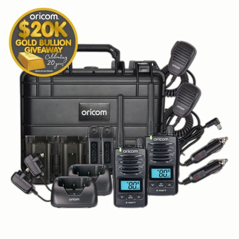 Oricom DTXTP600 5 Watt IP67 Waterproof Handheld UHF CB Radio Trade Pack - Black