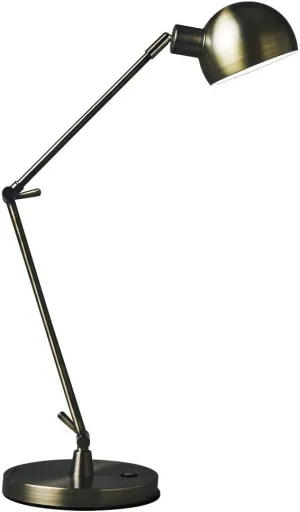 OttLite Refine LED Desk Lamp with 2.1A USB Charging Port, Antique Brass