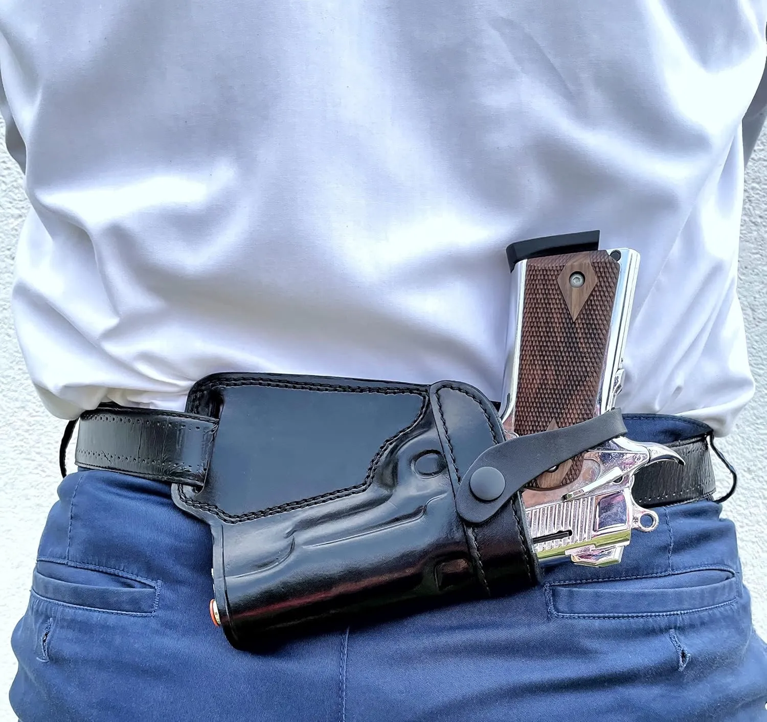 Ottoza Handmade Leather Gun Holster 1911 Holster Right Hand - SOB Holster for 1911 Gun Holster fits Most Models 1911 COLT- Kimber - Ruger and More Without Rail No:422