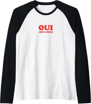 Oui Mon Cheri Retro French Romantic Raglan Baseball Tee