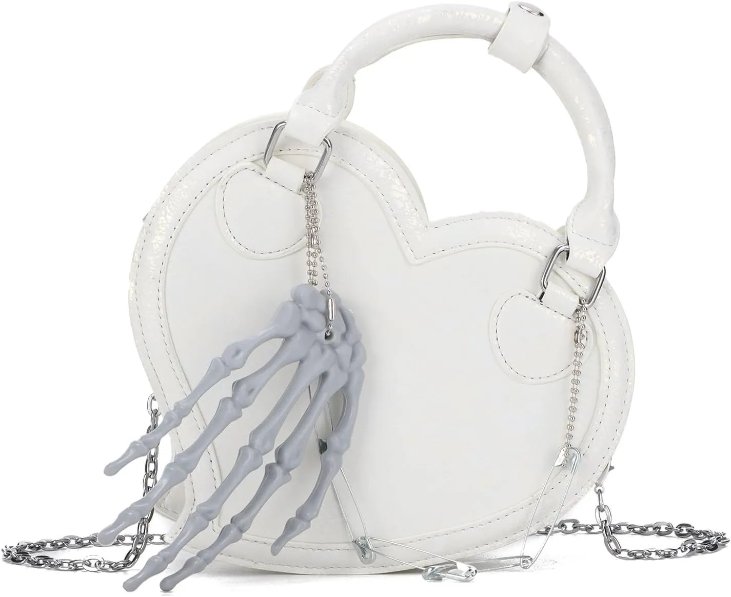 Oweisong Halloween Gothic Purse for Women Cut Heart Shaped Shoulder Bag Devil Handbag Skull Crossbody Bag