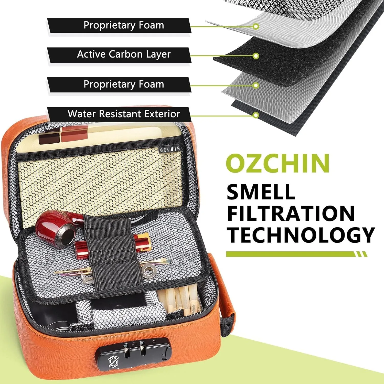 OZCHIN Smell Proof Bag with Combination Lock Tobacco Pipe Pouch Bag File Organizer Case Container Medicine Lock Box Odorless Storage Bag Great Gift for Friend