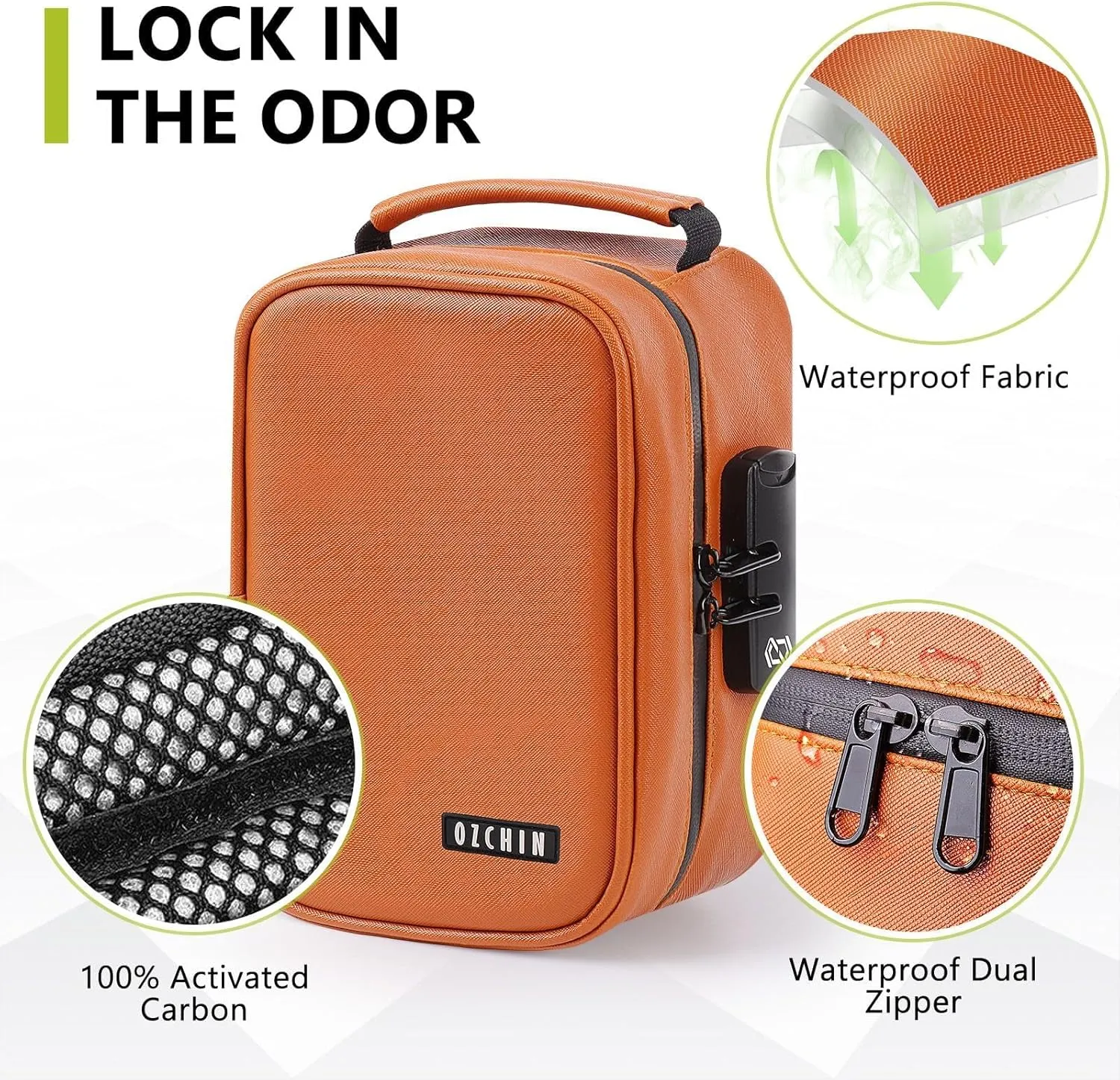 OZCHIN Smell Proof Bag with Combination Lock Tobacco Pipe Pouch Bag File Organizer Case Container Medicine Lock Box Odorless Storage Bag Great Gift for Friend