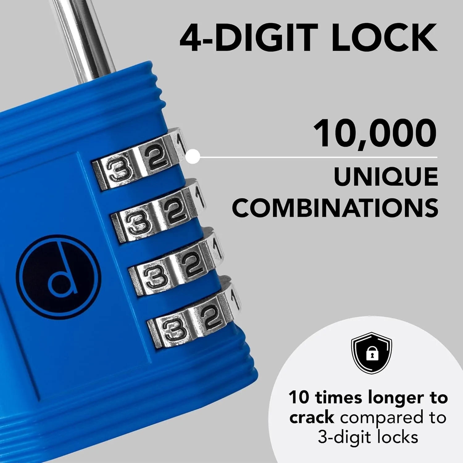 Padlock 4 Digit Combination Lock - for Gym School Locker, Outdoor Gate, Shed, Fence, and Storage, Combo Luggage Lock - Locker Lock- Weatherproof Metal - Keyless, Easy to Set, Resettable - Blue
