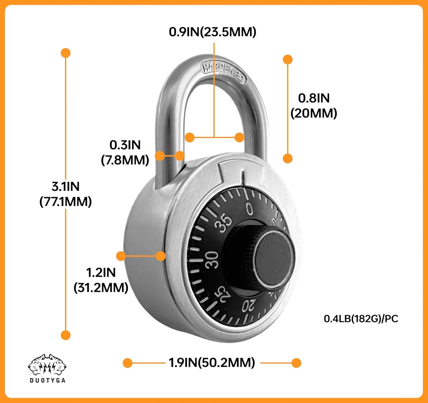 Padlock, 6 Pack Combination & Key, Black, Lock for Toolbox, School & Gym Locker, Employee Case, Stainless Steel