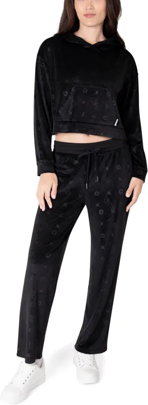 Paris Hilton Tracksuit Women's Lounge Set Sweatsuit Embellished Velour Pullover Top and Pants Matching Set 2 Pieces