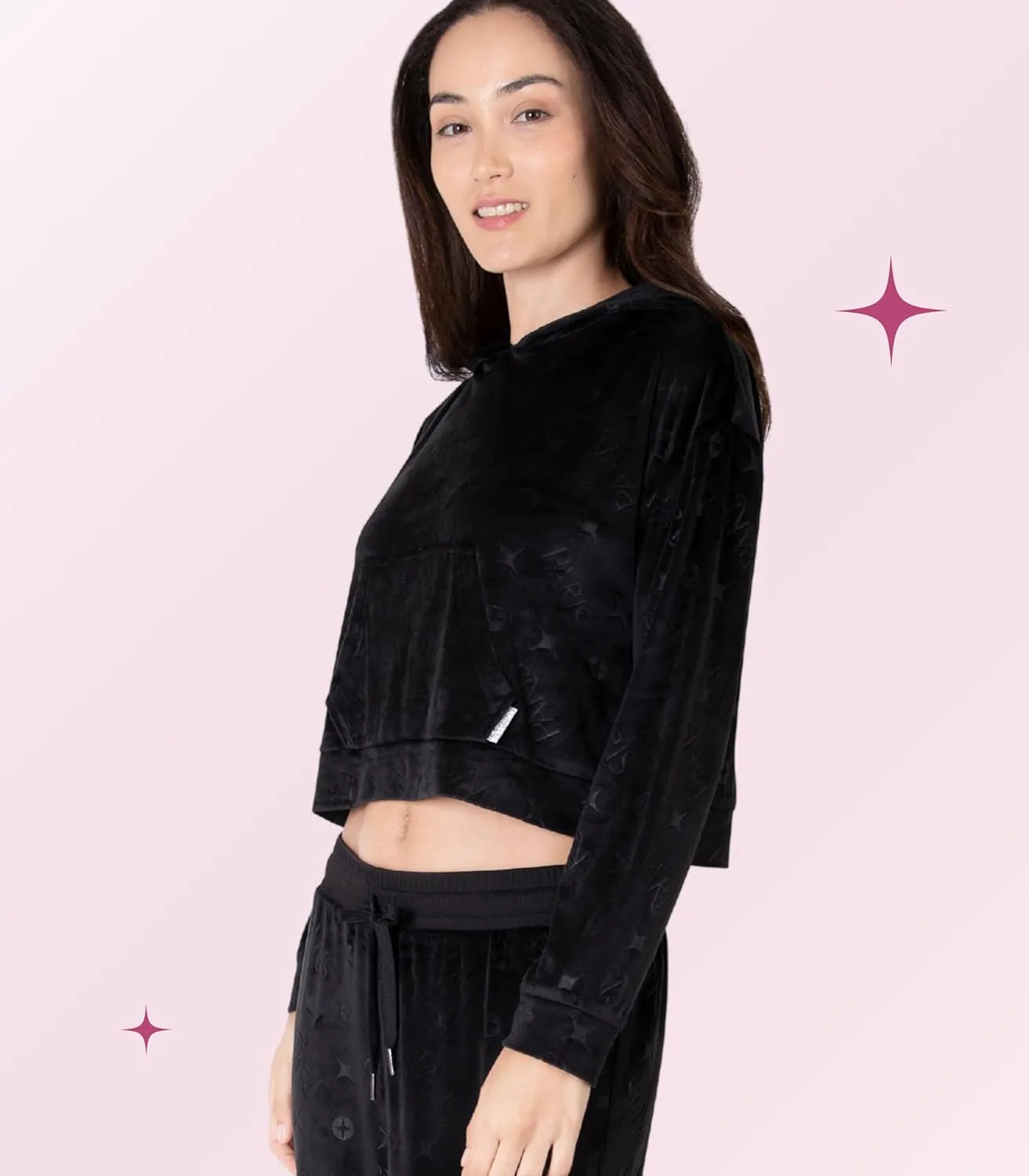 Paris Hilton Tracksuit Women's Lounge Set Sweatsuit Embellished Velour Pullover Top and Pants Matching Set 2 Pieces