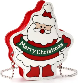 party greeting Christmas Santa Crossbody Purse for Women Small Crossbody Bag Christmas Santa Shaped Phone Wallet Cute Holiday Handbags Ladies Xmas Shoulder Bag for Merry Christmas Gift