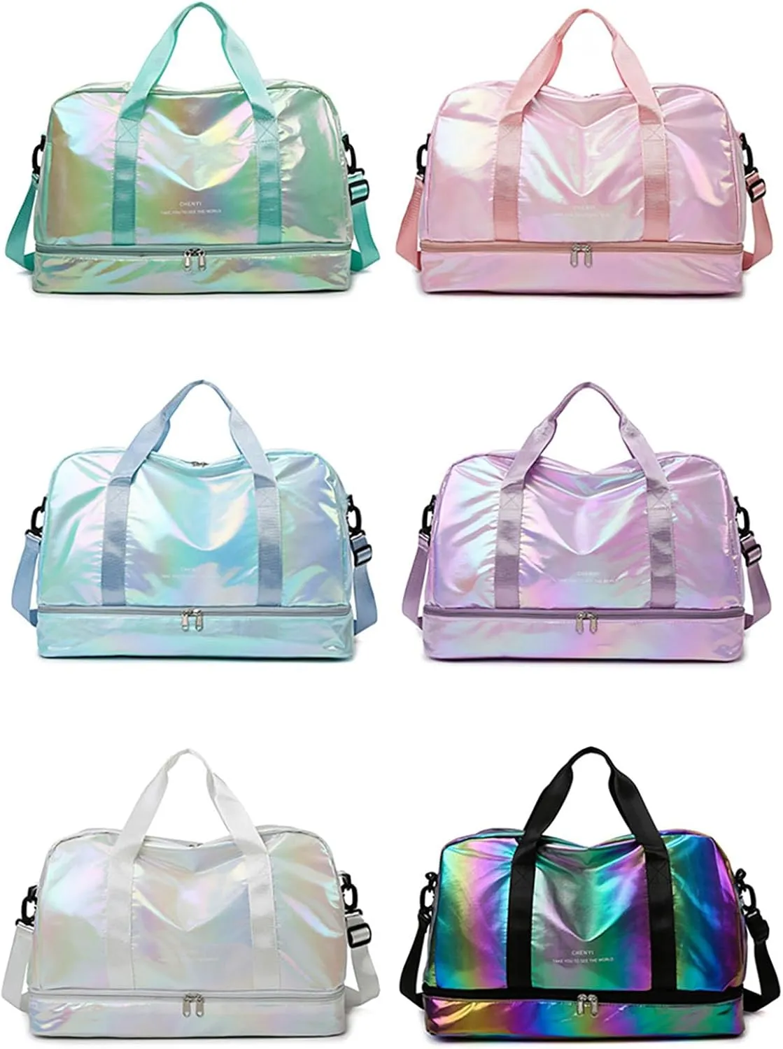 Pearl Fabric Sports Tote Gym Bag with Wet Pocket Shoes Compartment Shoulder Weekend Bag for Women (Pearl Purple)