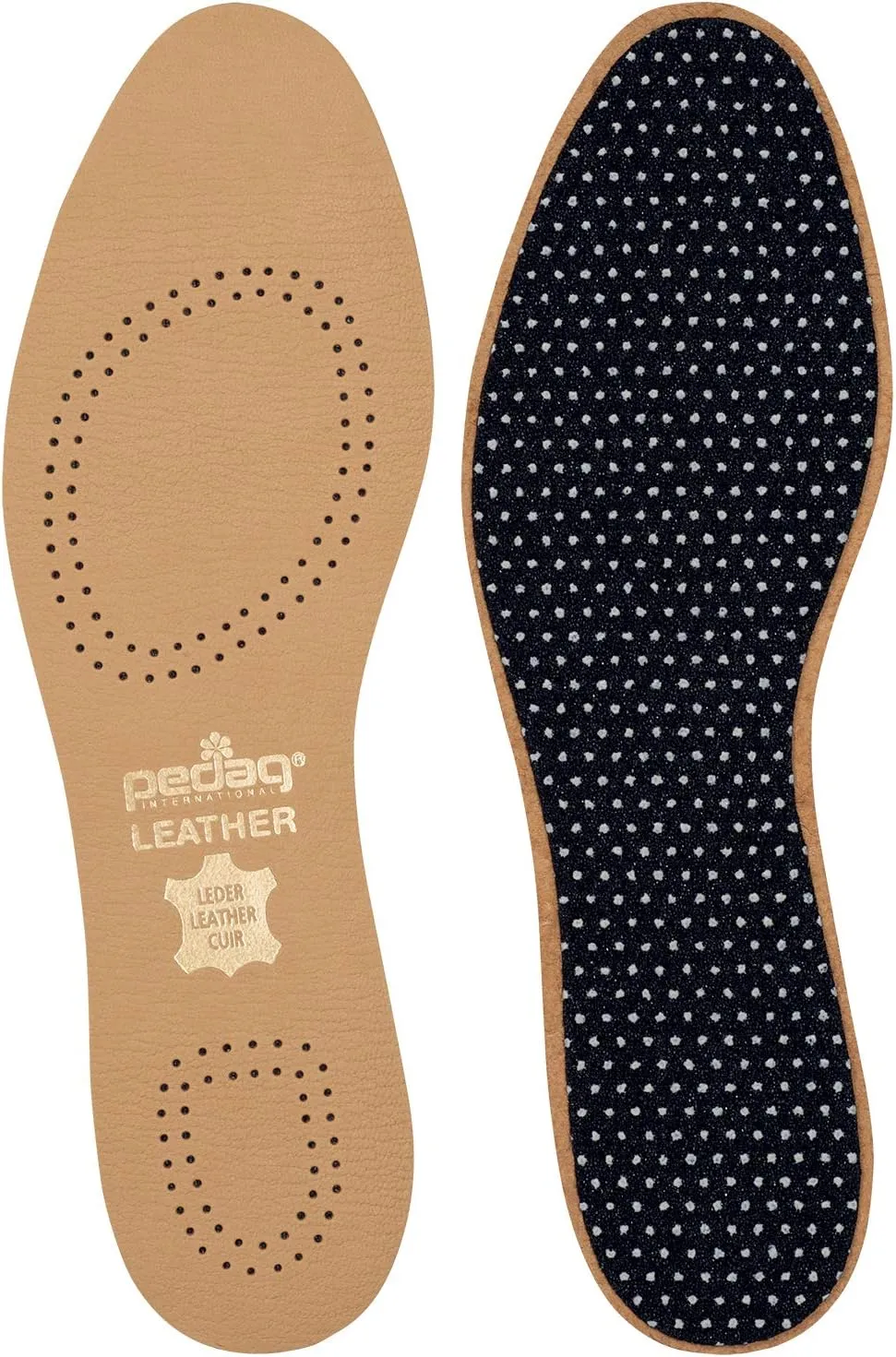 pedag Leather Insole with Sweat Wicking Carbon Layer, Handmade in Germany, Fits Pumps and Dress Shoes, Tan, US W12 M9 / EU 42