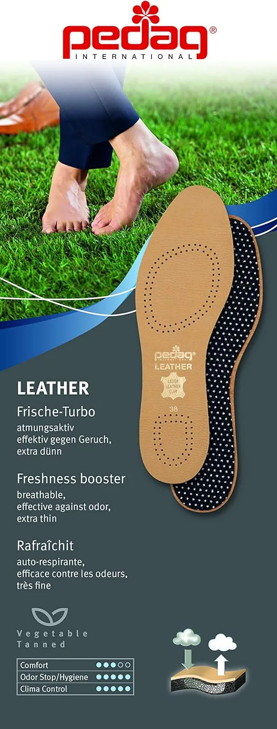 pedag Leather Insole withSweat Wicking Carbon Layer, Handmade in Germany, Fits Pumps and Dress Shoes, Tan, US M15 / EU 48