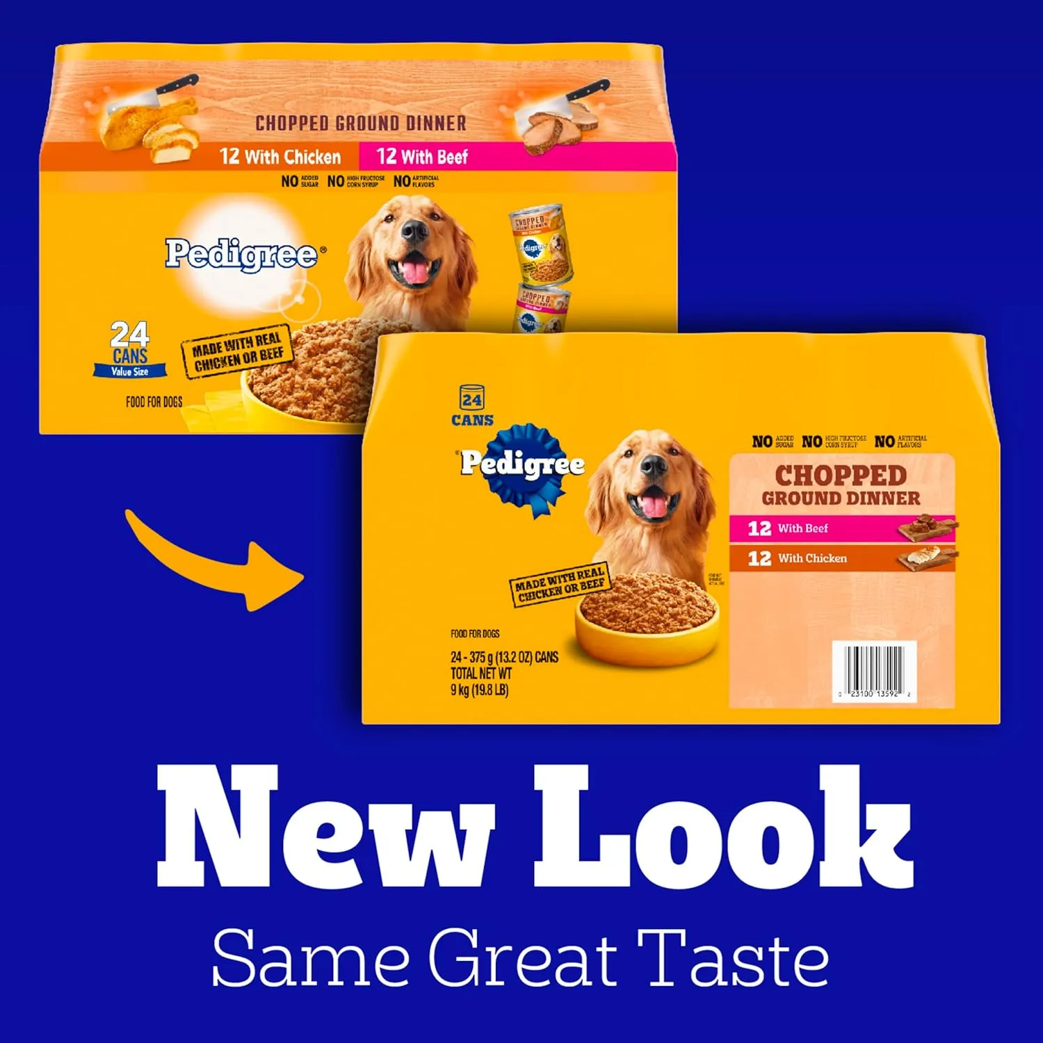 Pedigree Chopped Ground Dinner Wet Dog Food Chicken & Beef Variety Pack, 13.2 oz. Cans (24 Count, Pack of 1)