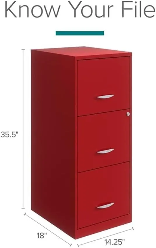Pemberly Row 3 Drawer Metal Vertical File Cabinet with Lock in Lava Red