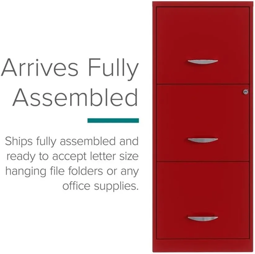 Pemberly Row 3 Drawer Metal Vertical File Cabinet with Lock in Lava Red