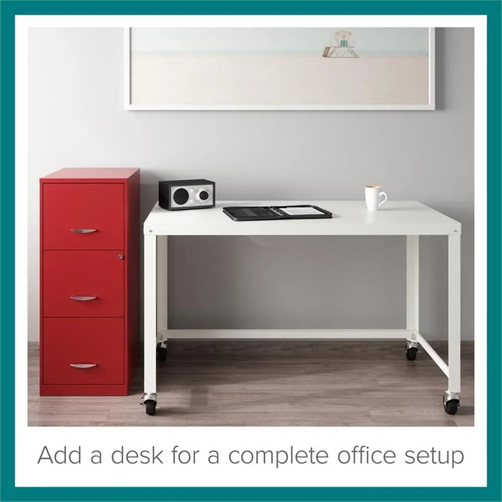 Pemberly Row 3 Drawer Metal Vertical File Cabinet with Lock in Lava Red