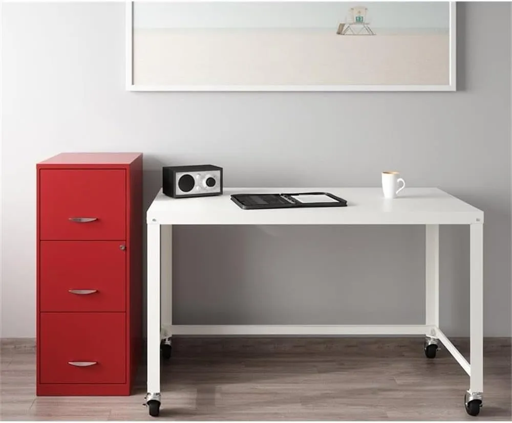 Pemberly Row 3 Drawer Metal Vertical File Cabinet with Lock in Lava Red
