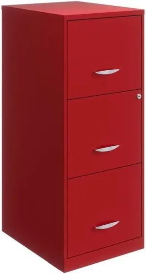 Pemberly Row 3 Drawer Metal Vertical File Cabinet with Lock in Lava Red