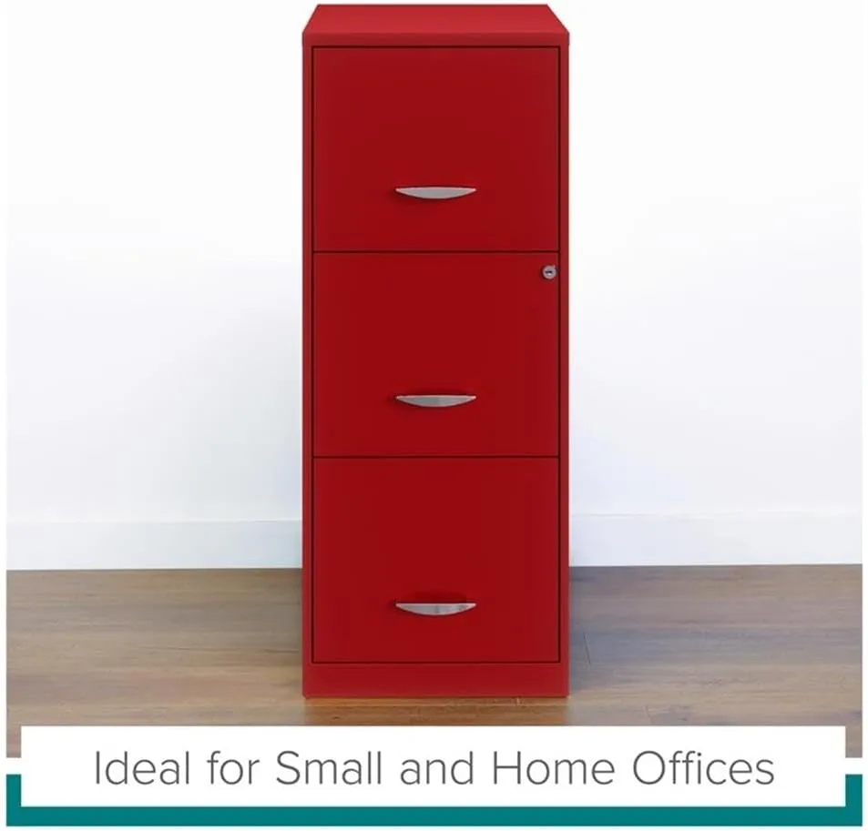 Pemberly Row 3 Drawer Metal Vertical File Cabinet with Lock in Lava Red