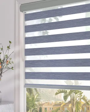 Persilux Custom Blackout Window Shades Zebra Blinds (24" W X 72" H, Dark Grey) Dual Layer Roller Sheer Shades Light Control for Day and Night Shades for Windows and Home, Easy to Install