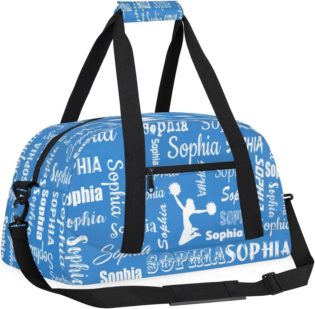 Personalized Cheer Bag Name Custom Sport Duffel Bag Dance Bag, Overnight Weekender Bags Cheerleader Personalized Gymnastics Bag Cheerleading Gifts, Blue