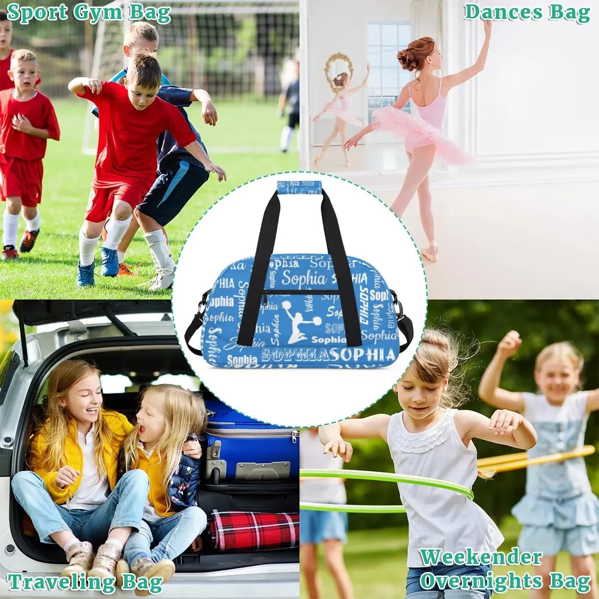Personalized Cheer Bag Name Custom Sport Duffel Bag Dance Bag, Overnight Weekender Bags Cheerleader Personalized Gymnastics Bag Cheerleading Gifts, Blue