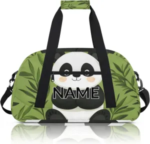 Personalized Custom Cute Panda Gym Bag for Women Men Carry on Travel Duffel Tote Leaves Tree Asian Overnight Workout Weekender Bag