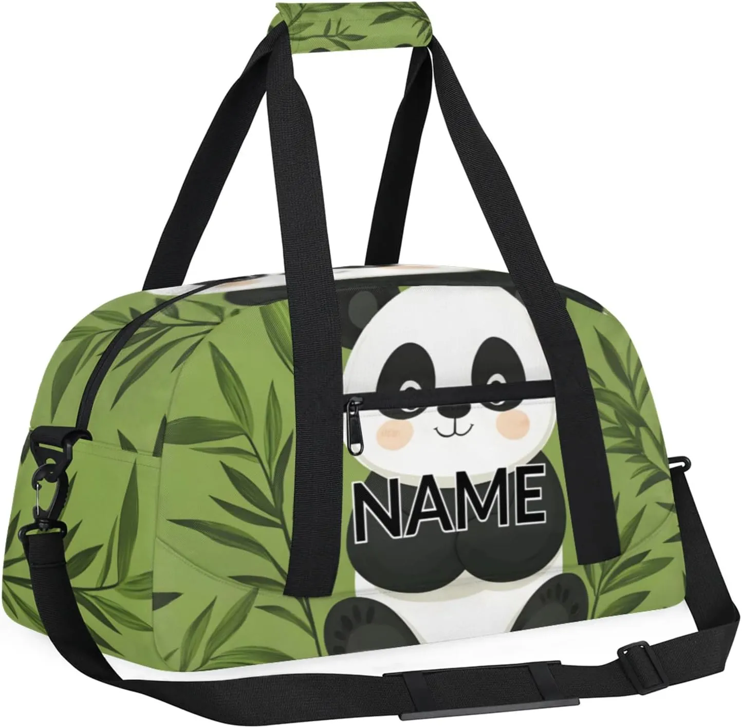 Personalized Custom Cute Panda Gym Bag for Women Men Carry on Travel Duffel Tote Leaves Tree Asian Overnight Workout Weekender Bag