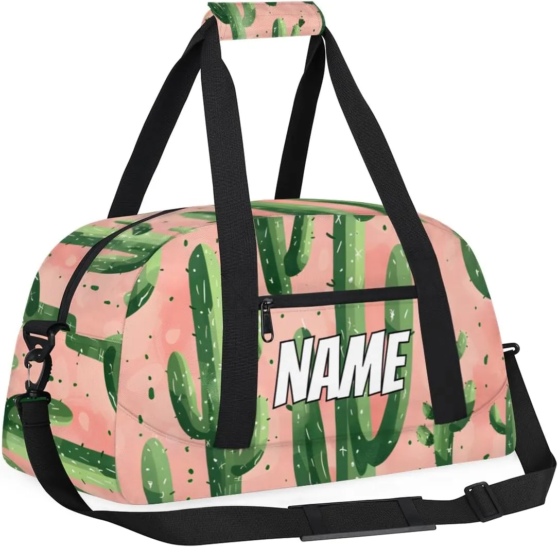 Personalized Custom Gym Bag for Women Men Carry on Cactus Travel Duffel Tote Tropical Desert Southwest Plant Overnight Workout Weekender Bag