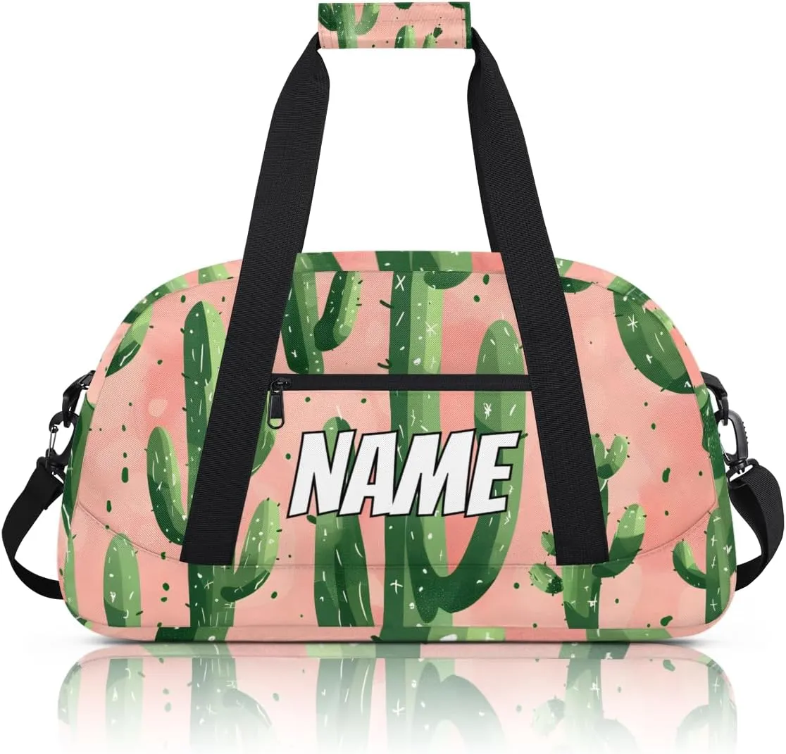 Personalized Custom Gym Bag for Women Men Carry on Cactus Travel Duffel Tote Tropical Desert Southwest Plant Overnight Workout Weekender Bag