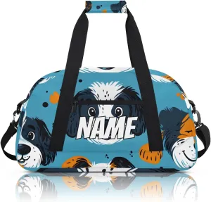 Personalized Custom Gym Bag for Women Men Carry on Cartoon Dogs Travel Duffel Tote Kawaii Puppies Overnight Workout Weekender Bag