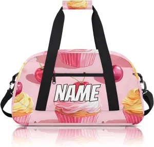 Personalized Custom Gym Bag for Women Men Carry on Cherry Cake Travel Duffel Tote Food Pattern Overnight Workout Weekender Bag