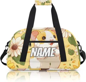 Personalized Custom Gym Bag for Women Men Carry on Cute Hamster Travel Duffel Tote Daisy Flower Overnight Workout Weekender Bag