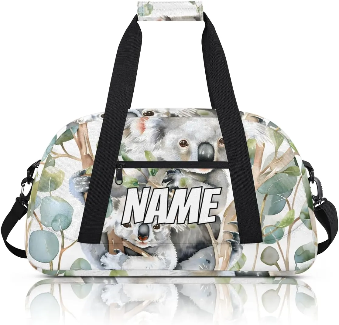 Personalized Custom Gym Bag for Women Men Carry on Cute Koala Travel Duffel Tote Australian Animal Overnight Workout Weekender Bag