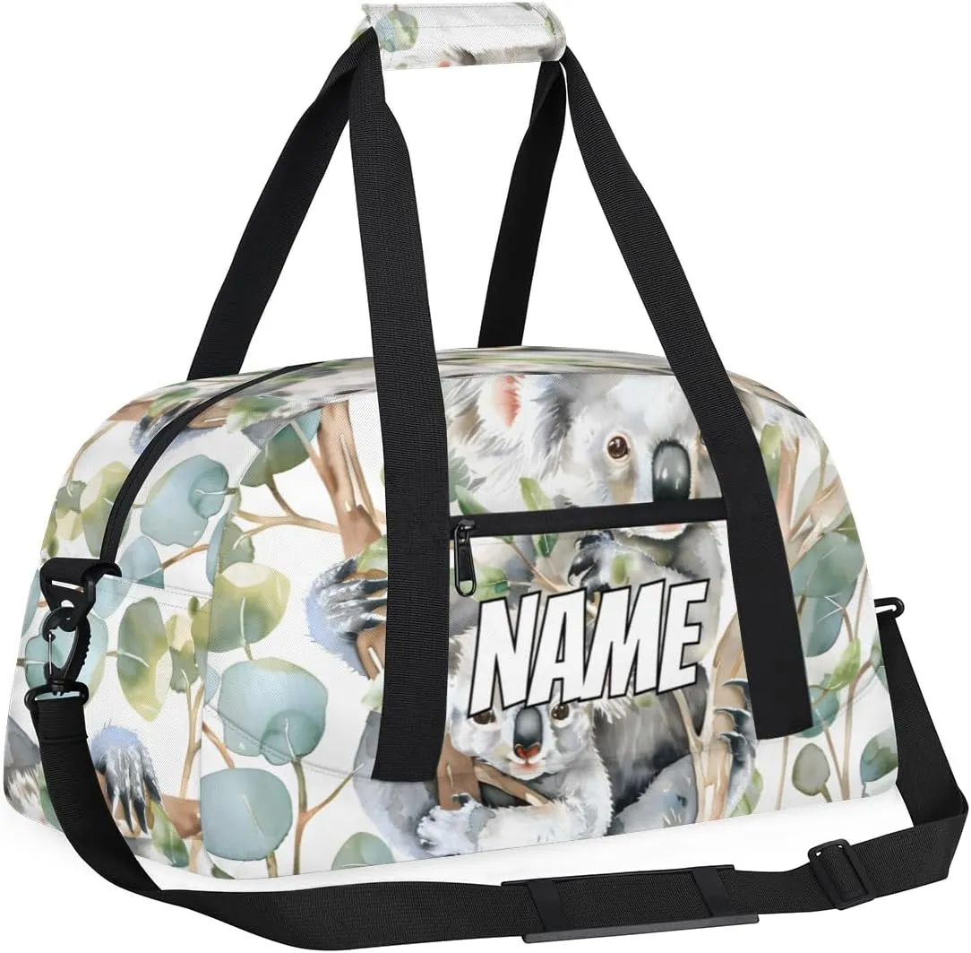 Personalized Custom Gym Bag for Women Men Carry on Cute Koala Travel Duffel Tote Australian Animal Overnight Workout Weekender Bag