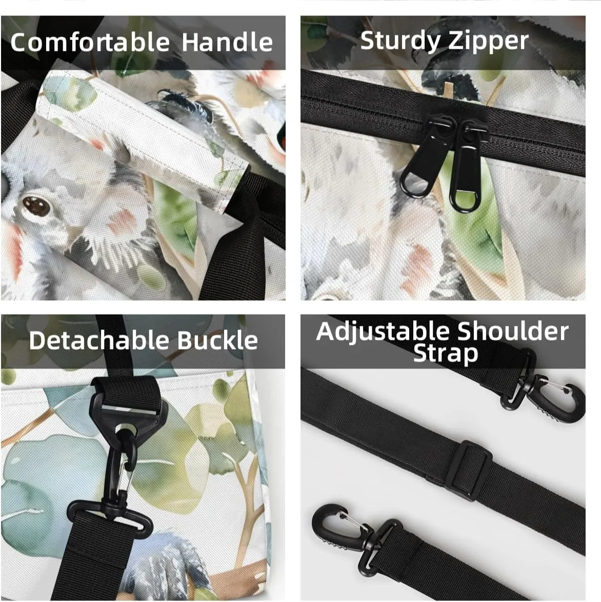 Personalized Custom Gym Bag for Women Men Carry on Cute Koala Travel Duffel Tote Australian Animal Overnight Workout Weekender Bag
