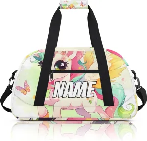 Personalized Custom Gym Bag for Women Men Carry on Cute Unicorn Travel Duffel Tote Butterfly Rainbow Overnight Workout Weekender Bag