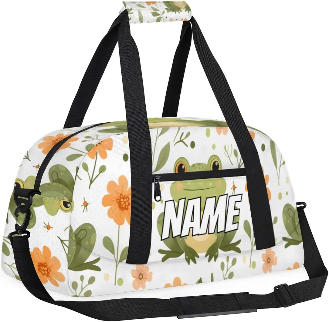 Personalized Custom Gym Bag for Women Men Carry on Forest Frog Travel Duffel Tote Tropical Wildflower Overnight Workout Weekender Bag
