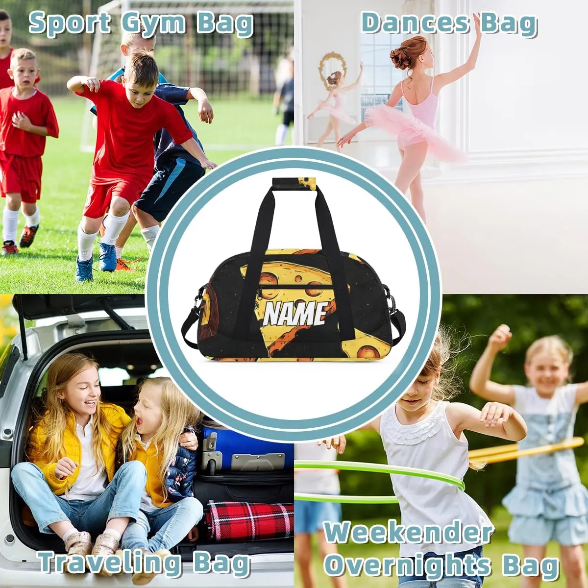Personalized Custom Gym Bag for Women Men Carry on Funny Cheese Travel Duffel Tote Food Pattern Overnight Workout Weekender Bag
