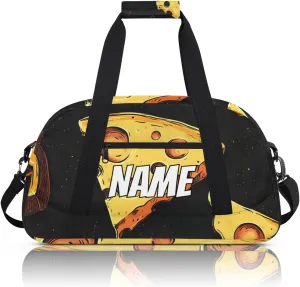 Personalized Custom Gym Bag for Women Men Carry on Funny Cheese Travel Duffel Tote Food Pattern Overnight Workout Weekender Bag