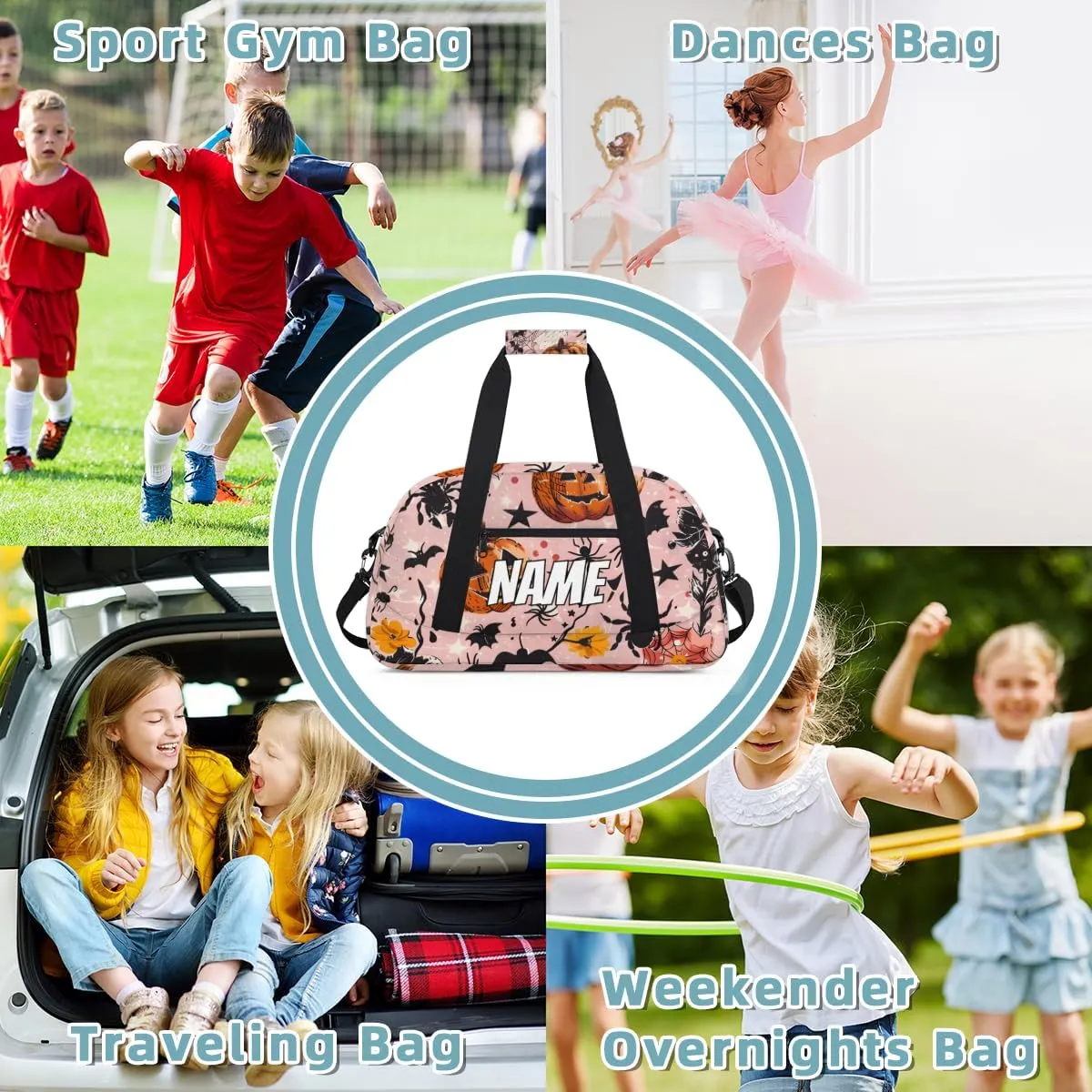 Personalized Custom Gym Bag for Women Men Carry on Halloween Theme Travel Duffel Tote Cool Gothic Overnight Workout Weekender Bag